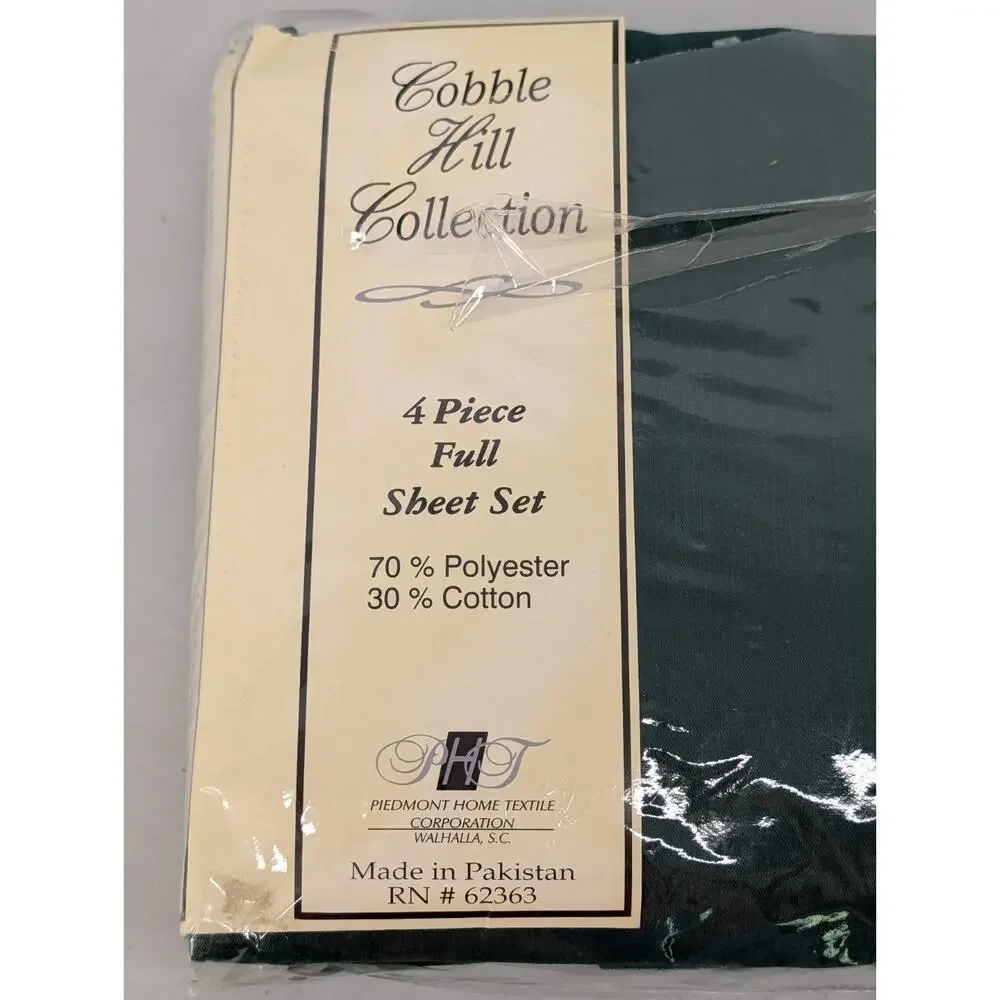 Vintage 4 Piece Sheet Full Size Cobble Hill Collection Piedmont Home Green